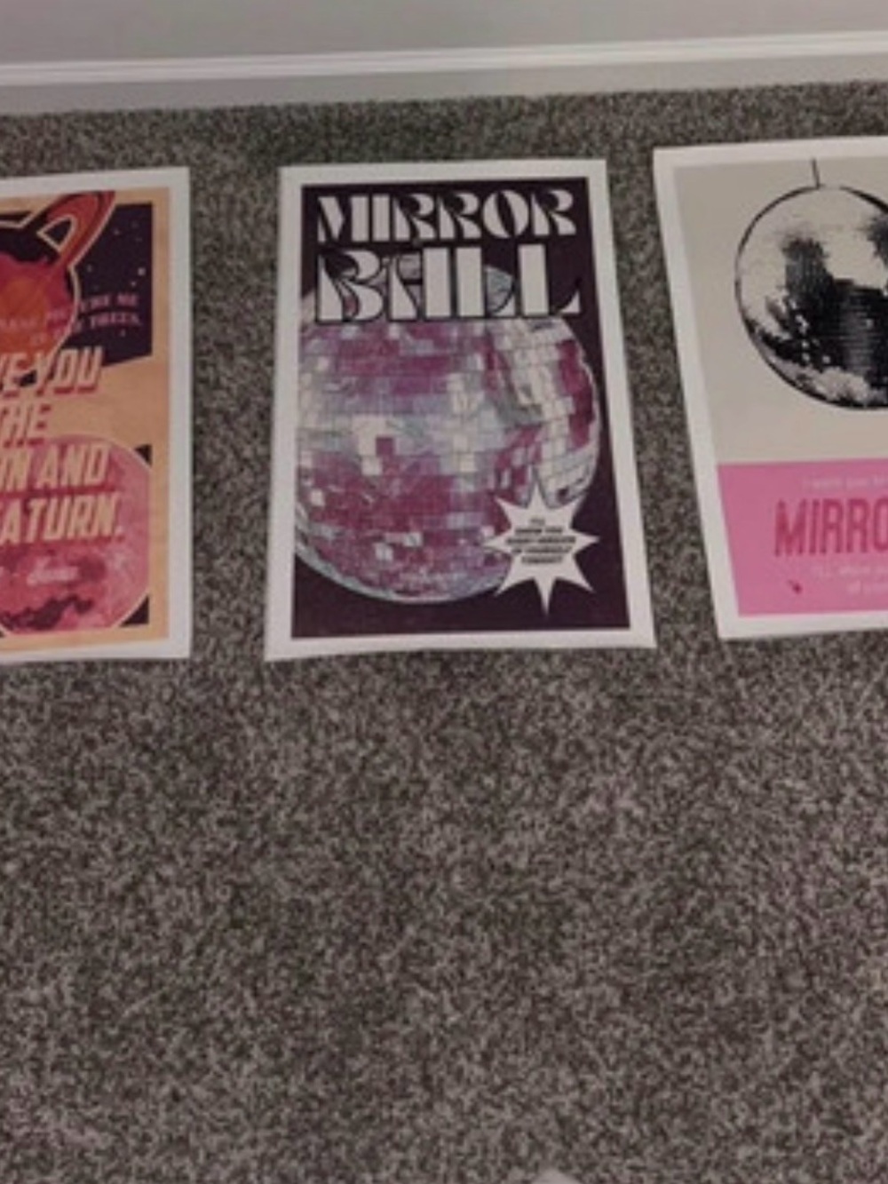 Mirror Ball Disco Posters - Pink & Black